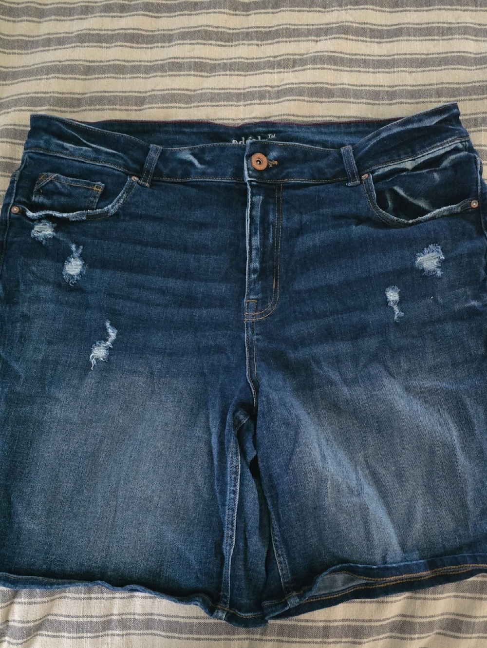 edge Women's Distressed Dark Blue Denim Shorts